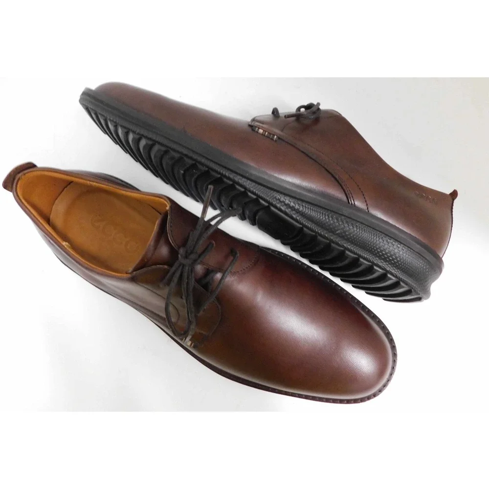 Ecco Men's Matte Brown Leather Plain Toe Modern Hybrid Oxfords‎ 45 11.5